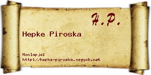 Hepke Piroska névjegykártya